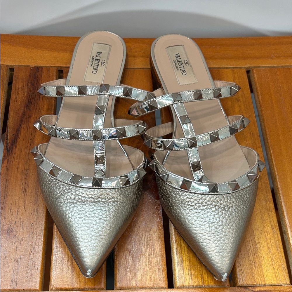 Valentino Metallic Studded Mules